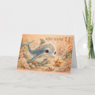 Cartão Amizade Submarina - Aniversário de Golfinho e Estr