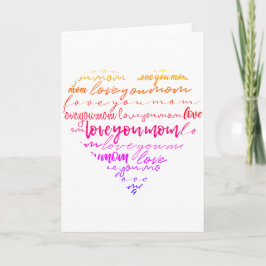 Cartão Amo-Te Mãe Palavras dentro Dia de as mães Coração