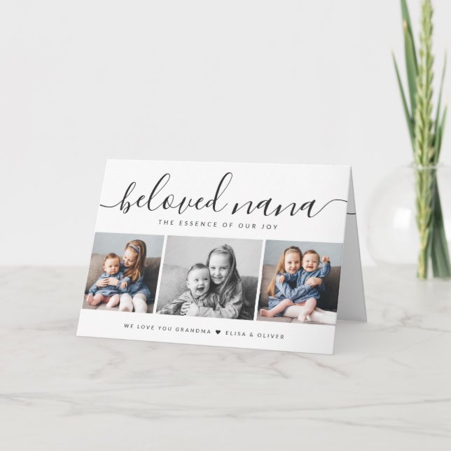 Cartão Amo-Te Nana Black & White Photo Dia de as mães (Frente)