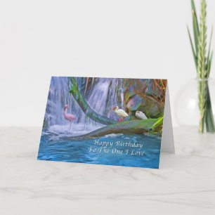 Cartão Amo Um Amo, Cascata Tropical, Pássaros