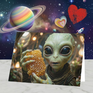 Cartão Amo Você Além das Estrelas Aniversário Alien