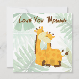 Cartão Amo Você Mamãe Duas Girafas Texto Personalizado