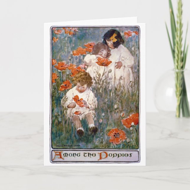Cartão Among the Poppies, Jessie Willcox Smith (Frente)