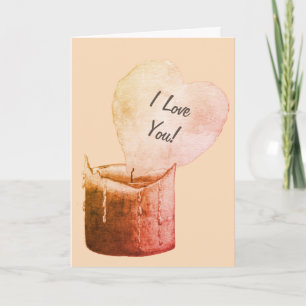 Cartão amor à vela de chama em forma de coração romântico