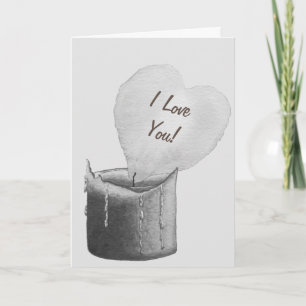 Cartão amor à vela de chama em forma de coração romântico
