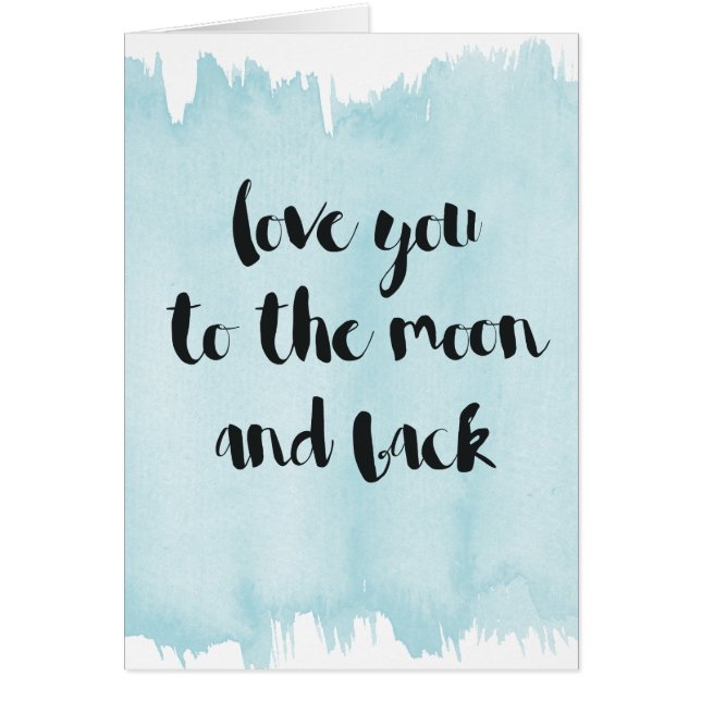Cartão Amor azul da aguarela você à lua (Frente)