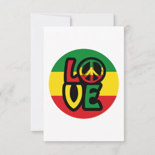 Cartão AMOR com símbolo de paz, estilo reggue