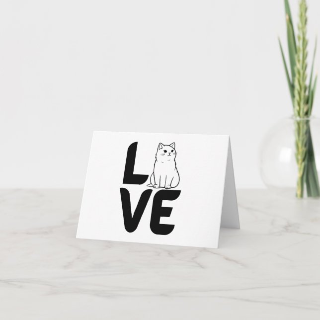 Cartão Amor com um Gato como VAZIO O (Frente)