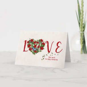 Cartão Amor coração de petúnia com aniversário de bor