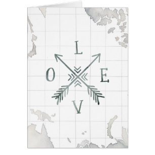 Cartão Amor da aventura III do Wanderlust da aguarela