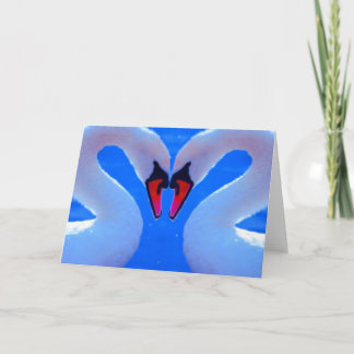 Cartão Amor da cisne, coração romântico pescoços dados
