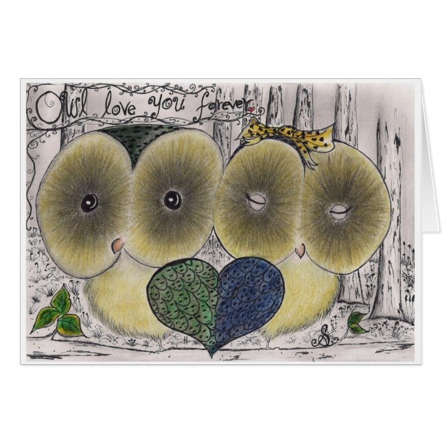 Cartão Amor da coruja você para sempre (Frente Horizontal)