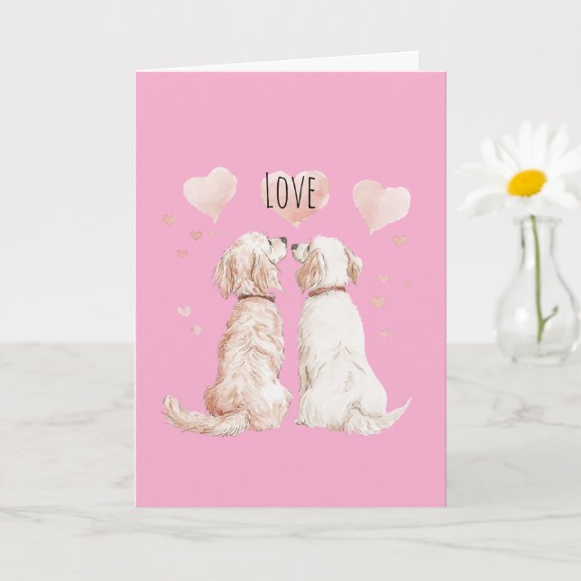 Cartão Amor de Cachorro Corações Rosas (Planta pequena)