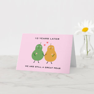 Cartão Amor de Casal Pear Excelente Bonito  Pun  Annivers