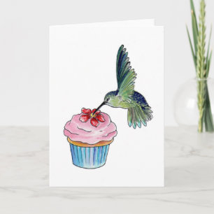 Cartão Amor de Cupcake de Beija-flor