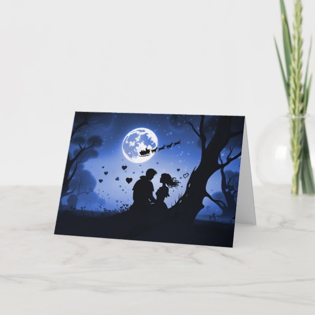 Cartão Amor de Natal Romance Magia do Casal de Natal (Frente)