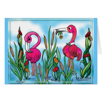 Cartão amor do flamingo