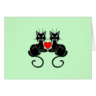 Cartão Amor do gato preto