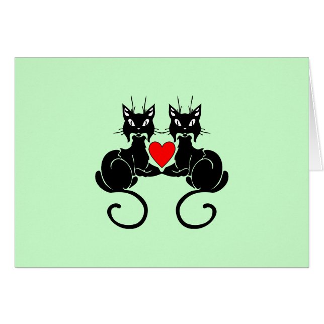 Cartão Amor do gato preto (Frente horizontal)
