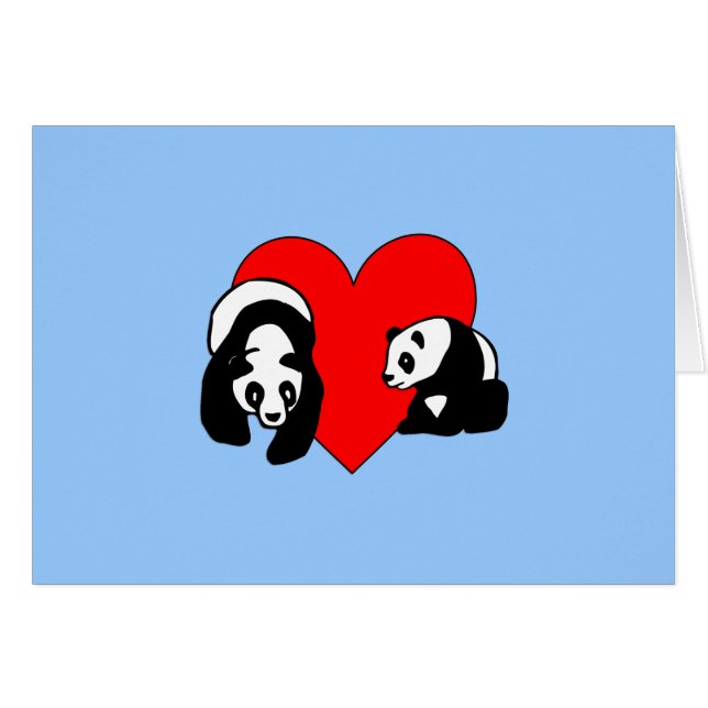 Cartão Amor do urso de panda (Frente horizontal)