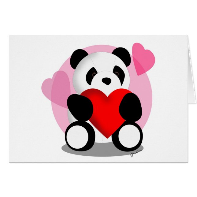 Cartão Amor do urso de panda (Frente Horizontal)
