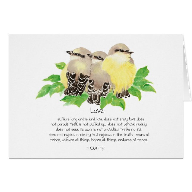 Cartão Amor é- Escritura Cor: 13 Kingbird Cudling (Frente Horizontal)