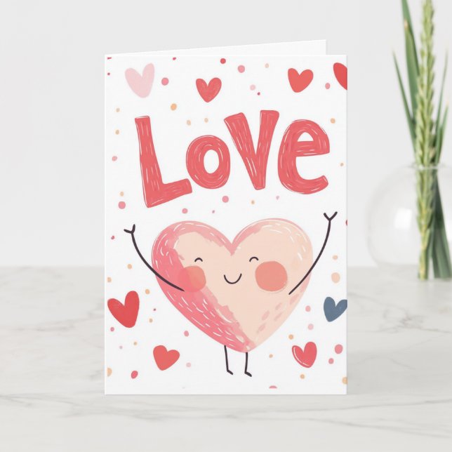 Cartão Amor E Grande Dia de os namorados Cardíaco (Frente)