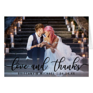 Cartão Amor e Obrigados  Dobragem de Fotos de Casamento M