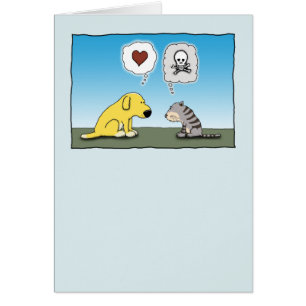 Cartão Amor e ódio engraçados do cão e gato