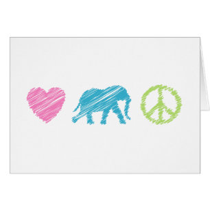 Cartão Amor, Elefante e Paz