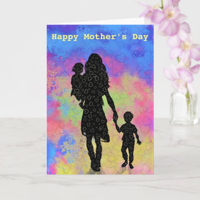 Cartão Amor entre Mãe e Filha de dia de as mães (Orquídea)