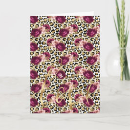 Cartão Amor Impresso do Leopardo Rosa Dourado