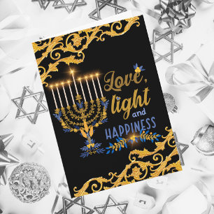 Cartão Amor, Luz e Felicidade no Hanukkah