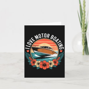 Cartão Amor motor de barco vintage pôr do sol lancha