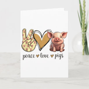 Cartão Amor Paz Mostrador de Porco Fofo Amante