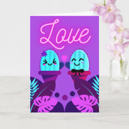 Cartão amor por cacto kawaii no dia dos namorados