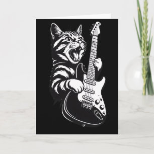 Cartão Amor por Música Legal   Gato de Rock Tocando Guita
