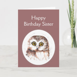 Cartão Amores de Whooo do aniversário da irmã você, hu