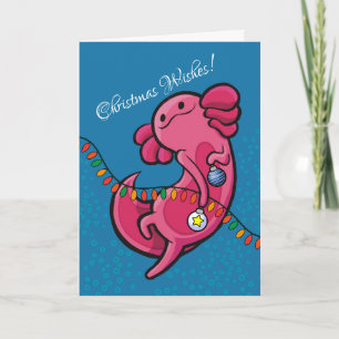 Cartão Ampibo de Natal Axolotl com ornamentos