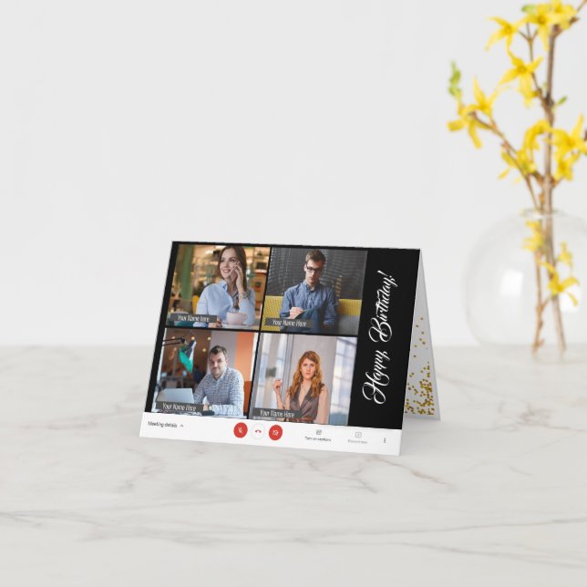 Cartão Ampliar Reunião Funny Online Aniversário do Grupo (Flor Amarela)