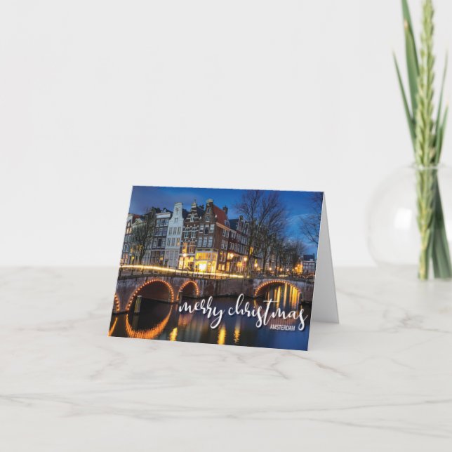 Cartão Amsterdão no crepúsculo, Feliz Natal (Frente)