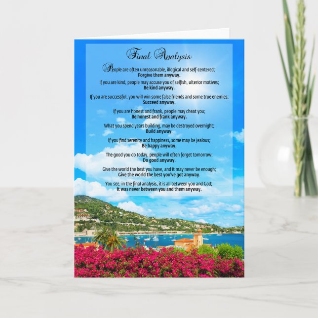 Cartão Análise final: "Faça-a de qualquer maneira " (Frente)