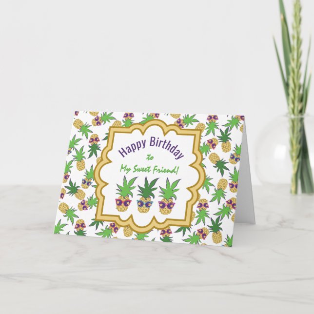 Cartão Ananases com óculos escuros Aniversário (Frente)