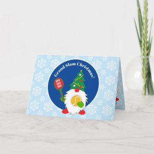 Cartão 🎾Anão de Natal Fofo com bola de tênis