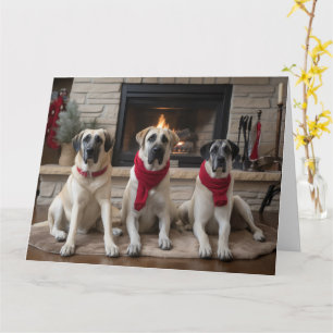 Cartão Anatólia Shepherd na Lareira de Natal