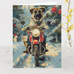 Cartão Anatolian Shepherd Dog Riding Christmas