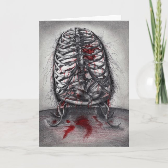 Cartão Anatomia da Gaiola Vazia Horror Gótico Caixa Torác (Frente)