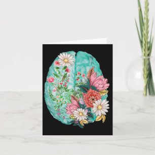 Cartão Anatômica Floral Humana Cérebro Mental Saúde Aware