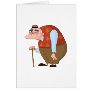 Cartão Ancião com um bastão