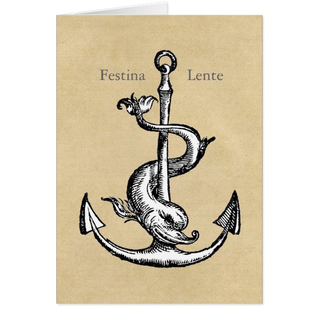 Cartão Âncora e golfinho - Festina Lente (Frente)